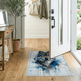 ODIKA Modern Abstract Wolf Head Washable Rug - Low Pile Non-Slip Area Rug