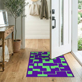 Purple Lime Green Geometric Abstract Area Rug