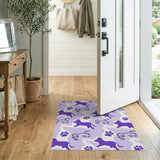 Purple Cartoon Puppy Paw Area Rug