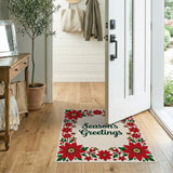 Season's Greetings Poinsettia Area Rug