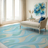 Wave Abstract Area Blue Teal Abstract Wave Area Rug