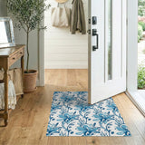 Blue and Teal Blue Floral Vintage Area Rug