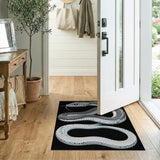 Black and White Coiled Serpent Black White Area Rug