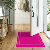 Vibrant Pink Dashed Border Area Rug