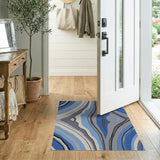 Blue Wave Abstract Geometric Area Rug