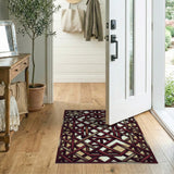 Distressed Red Lattice Geometric Rug