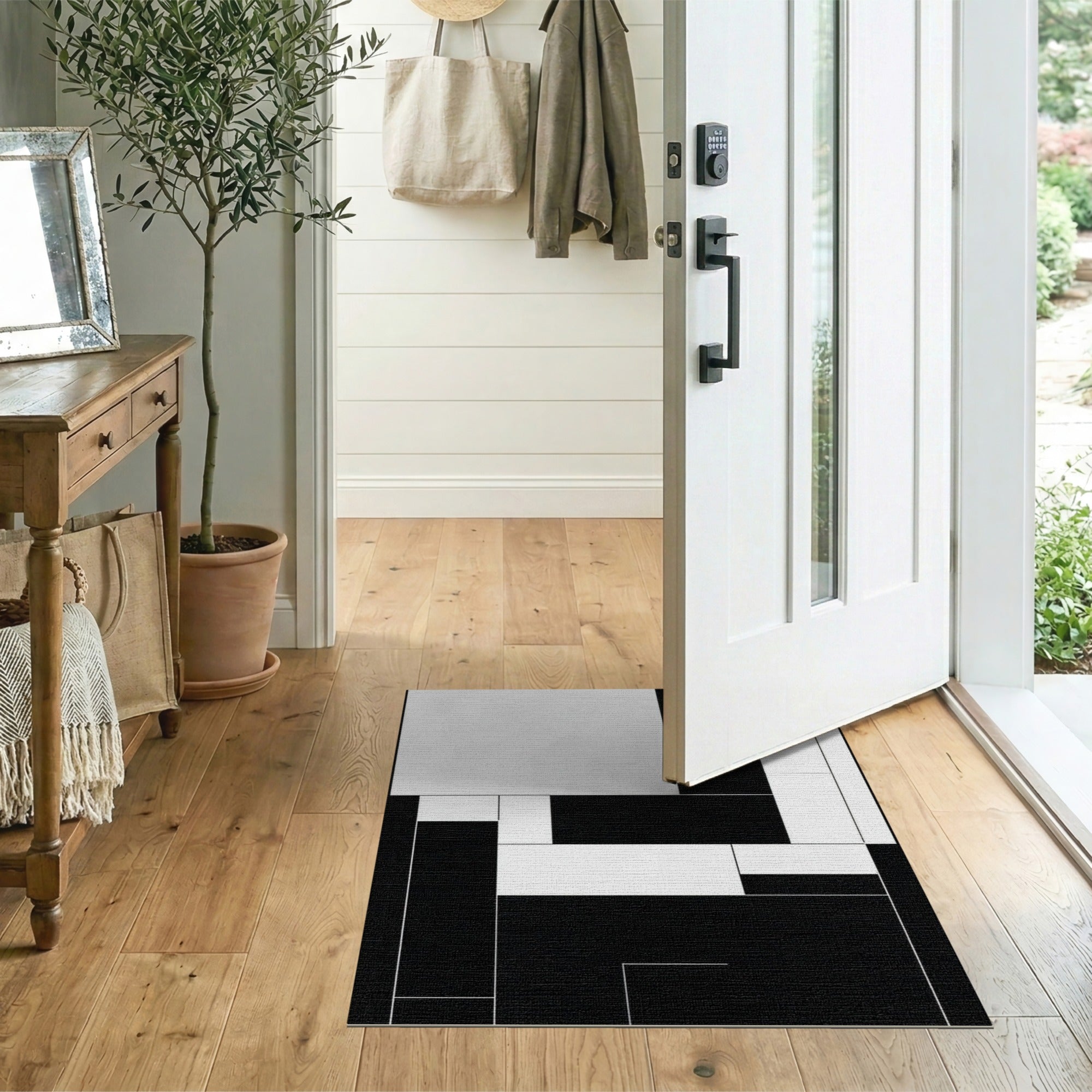 Geometric Modern Bold Black White Geometric Area Rug