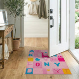 Playful Pink Alphabet Animals Kids Rug