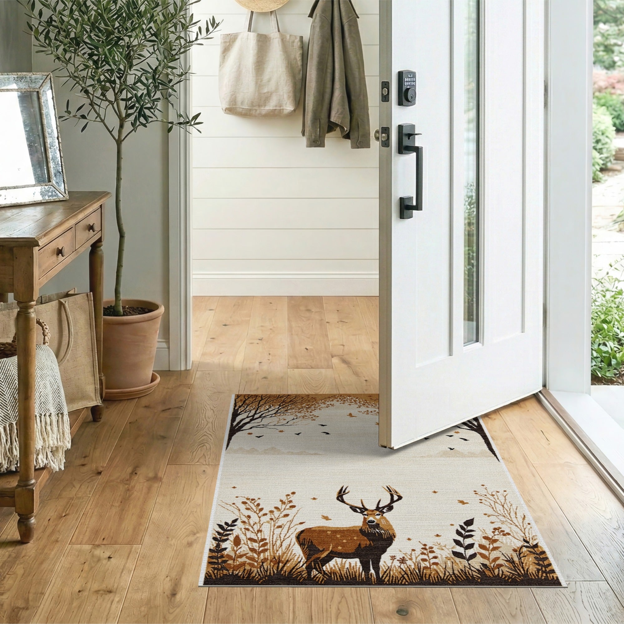 Majestic Autumn Deer Woodland Area Rug
