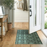 Teal Woven Geometric Area Rug