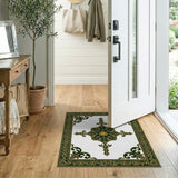 Ornate Green Gold Persian Medallion Rug