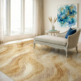 Beige and Neutral Swirl Beige Abstract Swirl Area Rug