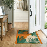 Bold Orange Palm Frond Area Rug