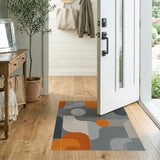 Orange Grey Geometric Abstract Area Rug