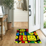 Vibrant Multi-Color Smiley Face Area Rug