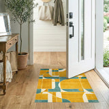 Blue Teal Geometric Area Rug