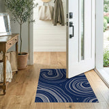 Blue and Teal Navy Blue Swirling Abstract Area Rug