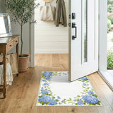Blue and Teal Blue Hydrangea Floral Vintage Area Rug