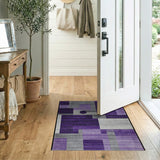 Purple Gray Geometric Block Area Rug