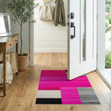 Pink Bold Pink Geometric Block Area Rug