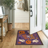 Trick or Treat Ghost Pumpkin Purple Kids Area Rug