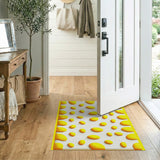 Vibrant Yellow Oval Texture Area Rug