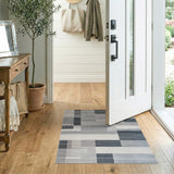 Modern Grey Geometric Block Grey Area Rug
