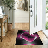 Neon Pink Abstract Oval Area Rug