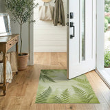 Vintage Green Fern Leaf Area Rug