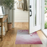 Pink Cherry Blossom Watercolor Pink Area Rug
