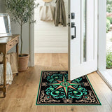 Teal Compass Rose Oriental Area Rug