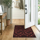 Elegant Red Chrysanthemum Damask Area Rug