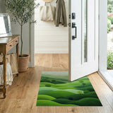 Lush Green Layered Hills Mountains Rug