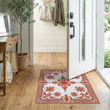 Red Ornate Red Snowflake Medallion Rug