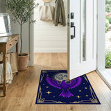 ODIKA Purple Raven Celestial Washable Area Rug, Art Deco Full Moon Starry Night Low Pile Decor