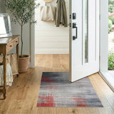Grey Red Distressed Abstract Area Rug