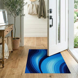 Fluid Blue Waves Abstract Blue and Teal Area Rug