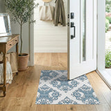Floral Vintage Elegant Blue Damask Floral Area Rug