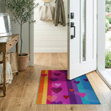 Rainbow Hearts Striped Area Rug