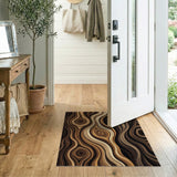 Abstract Wood Grain Brown Tan Area Rug