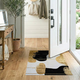 ODIKA Modern Abstract Washable Area Rug - Gold, Black & White Low Pile Non-Slip Rug