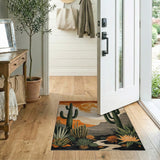 Southwestern Orange Moon Cacti Desert Rug