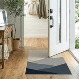 Beige and Neutral Layered Gray Mountains Abstract Area Rug