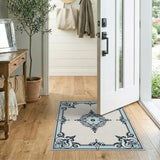 Blue and Teal Ornate Teal Floral Medallion Area Rug