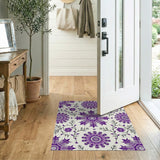 Purple Floral Mandala Floral Vintage Area Rug