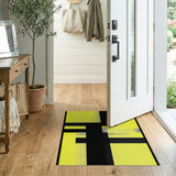 Yellow Bold Yellow Black Geometric Abstract Area Rug