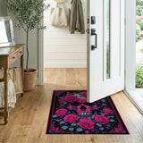 Gothic Pink Rose Skull Area Rug