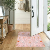 Pink Woodland Animals Kids Area Rug