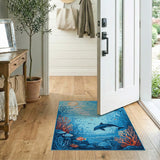 Serene Dolphin Ocean Coral Reef Area Rug