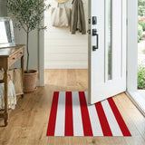 Bold Red and White Vertical Stripe Area Rug
